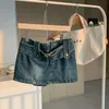 Y2K Summer A-Line Minialmirt High Tail Street Fashion Denim Retro rechte Tube Hip Wrap Rok Damesgordel rok 240403