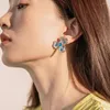 Boucles d'oreilles Wong Rain 925 Sterling Silver Flower Aquamarine Gemstone Sparkling for Women Elegant Eard Stads Bijoux Anniversaire Giftary