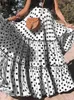 Plus taille 5xl Vonda Summer Femmes Polka Dots Bohemian Maxi jupes 2024 Haute taille occasionnelle jupe à volants Loose Party Long 240328