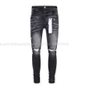 Purple Mens Jeans nödställda rippade Jean Slim Fit Motorcykelcyklist denim byxor för modedesigner byxor hiphop män