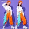 Byxor Girls Street Dance Crop Top Joggers Teens Hip Hop Cargo Pants Sweatshirts Kids Streetwear Costumes Child Jazz Stage Clothes Set L46