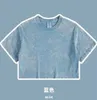 Coton Pure Coton pur personnalisé Crop top Street Street Wear Acid Wash Vintage Vintage Oversize Tshirt pour les femmes