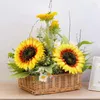 Fleurs décoratives 10pcs Artificiels têtes de tournesol Arrangements de kit de kit pour fête des tournesols de mariage artisanat 5,5 pouces