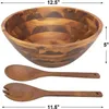 Bols salade en bois ensemble grand bol de service en bois acacia pour fruits 12,5 "gros avec ute