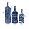 Vasen 15 "19" H Blue Ceramic Vase mit unterschiedlichen Mustern 3 -Set von 3