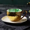 Fincan tabakları espresso Arap kahve fincanı seti Türk lüks sofra kahvaltı kabarcık çay kupa porselen Kaffeetasse ve Saucer