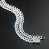 Bijoux hip hop 12 mm 2 rangées de collier de diamant 18 carats en or VVS Moisanite Bracelet 925 Silver Iced Out Cuban Link Chain