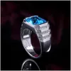 Trouwringen Geometrische blauwe kubieke zirkoonvinger voor vrouwen mannen mode sieraden sier kleur statement ring vrouwelijke anelwedding drop deli dhou33