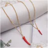 Pendant Necklaces Creative Red Pimiento Chili Pepper Necklace For Women Simple Geometric Clavicle Chains Colar Jewelry Giftpendant Dr Dh2Uz