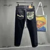 Calça jeans de jeans EVOSUE MAN PONTES EM SKELETEN PROMADO DE PROMADO DE PRODADO DE PRODIMENTO DE MOPPING ROUTAS DE STREETHEATH DEANIM DENIM PARA MAN EVISUE BAGGY 2018