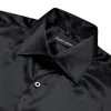 Men's Casual Shirts Satin Black Long Sleeves Shirt For Man Business Party Solid Turn-Down Collar Blouse Single Breasted Smooth Clothing