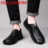 Casual Shoes Loafers Men Genuine Leather Slip On Summer Black Brown Fashion Italian Trendy Luxury Designer Brand Loafer Man