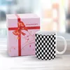 Mugs CHECK Pattern Checks Checkered Black & White. White Mug Coffee Girl Gift Tea Milk Cup Win Winner