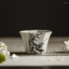 Cups Saucers Jingdezhen Handmade Ceramic Tea Cup Hand-painted Ink Bamboo Loquat Master Porcelain Water Office Drinkware