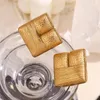 Stud Earrings Hammer Pattern Geometric Segmentation Square Water Resistant 316L Stainless Steel 18K Gold Plated Jewelry