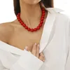 Choker Collier perlé coloré à la mode Perles de matériaux acryliques Bijoux de cou à la main Cadeau parfait pour les filles