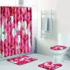 Banyo paspasları pembe gül beyaz çiçekler casa de banho banyo banyo halı tuvalet seti tapis salle bain alfombra bano