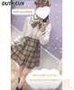 Robes de travail Rhinestone Plaid Plaid British Style Retro Uniforme JK Shirt Top Student Jirt Set Spring and Automne Skirts Tenue