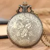 Pocket Watches Interesting Hollow Fishbone Shaped Quartz Watch Vintage Bronze Bracelet Necklace For Halloween Gifts Men And Children