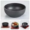 Bowls Household Bowl Bibimbap Cast Iron Spaghetti Noodle Container Sizzling Pot Wooden Daily