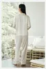 Vêtements à la maison mignon broderie 19 mm réel pyjamas de soie pour femmes hommes lovers vêtements longs 2024 printemps été s41880qm