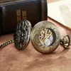 Orologi tascabili RELOJ RETRO MECCANICA Pocket ES Dragon Cinese Catena FOB Collana vintage per uomo Regalo Relogio Masculino L240402