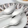 Servis uppsättningar 12 högkvalitativa rostfritt stål soppskedskedskåpspegel polerad bärbar sallad med gaffel