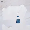 Orecchini a pennagliera Gioielli Guaiguai Titanio Blue Color Quarz Druzy Leva d'argento