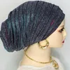 Muslimsk huvuddukshatt turbante mujer afrikansk huvudstycke glitter full kropp veckad turban mössa för kvinnor lady head wraps 240403