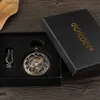 Pocket Watches Flip Open Clock Mechanical Pocket Bronze Roman Digital Retro Hollow Steam Punk FOB With FOB Chain Womens Gift L240402