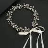 Haarclips Wedding Garland Bruids Hoofdband Rhinestone Soft Chain Haarband voor vrouwen Fashion Tiaras met lint handgemaakte sieraden
