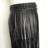 Seksi Uzun Saçak Deri Kemerler Siyah Tasarımcı Ceinture Femme Studs Punk Çift Pin Toka Plus Boyut Belgesi Kadınlar Smlxl 240326