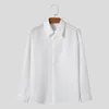 Chemises décontractées pour hommes Tops de style élégant Incerun Micro Transparent Design Localiers Solide à manches longues Blouse S-5XL 2024