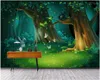 Tapety niestandardowe po 3d pokój murowy kreskówka Fantasy Forest Forest Animal Children Malowidło Tapeta dla 3 dni
