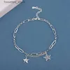 Anklettes Designer de luxe Double Penta Star Real 925 Silver Silver Ankle For Women Fashion Statement Anklet L46
