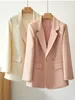 Costumes de femmes élégantes Chic Coats Fashion Top Blazers Femmes Solide à double serrage simple Classic Soft All-Match confortable