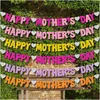 Banner Flags Happy Mothers Day Pl Flag Paper Outdoor Indoor Party Decoration Letter Banners Glitter Heart Hanging Feliz Dia De La Madr Dhpvw