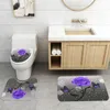 Tappetini da bagno 3pcs farfalla retrò tappetino da bagno rosa a forma di tappeto toilette moquet soggiorno paillettes cotto coperta decorativo