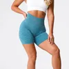 NVGTN SCRACK SEAMLESS SHORTS Womens Stretchy Workouts Korta Leggins Ruched Fitness Outfits Smickrande form Gym Wear Brodery 240325