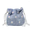 Shoulder Bags Straw Weave Bucket Rattan Women Summer Beach Handbags Totes Casual Retro Mini Bag 2024