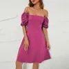 Robes décontractées robe de fête mini manche bouffée plissée sexy