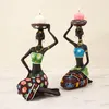 Candlers Black Candlestick Resin Statue Statue Sculptures for Home Decor House Decoration Living Room Holder Moule Table Bureau