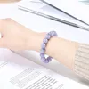 Strand Jd Natural Aquamarine Bead Bracelets Kobiety moda fioletowa chalcedony okrągły kamień elegancki uzdrawiający bransoletki