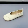 Casual Shoes Pu Leather Flat Heel Women Spring Loafers Square Toe Slip-on Barefoot Solid Adult