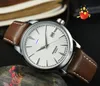 Popular men 3 pointer watches 41mm auto date good nice looking cool men's clock stainless steel case leather strap imported quartz movement chain bracelet watch gifts