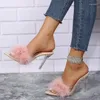 Slippers Pointy High Heeled Sandals Women's Large Size Open Toe Hair Fine With Fish Mouth 43 Flip-flops