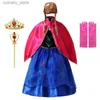 Robes de fille Anna Costume pour filles robe princesse avec cpaes kids cosplay anna elsa vêtements neige queen 2 anniversaire fête de fantaisie LOGIE L240402