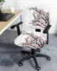 Chair Covers Black Branch Red Flower Elastic Armchair Computer Cover Stretch Removable Office Slipcover Split Seat