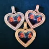 Bonjour hip-hop coeur personnalisé love forme photo pendentif pour les hommes femmes aaa zircone cubique faire un collier de mémoire
