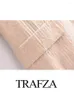 Kvinnors kostymer Trafza Spring Fashion Women Blazer Solid Slå ner krage långa ärmfickor Pockets paljettdekoration Dubbelbröst kvinnliga rockar